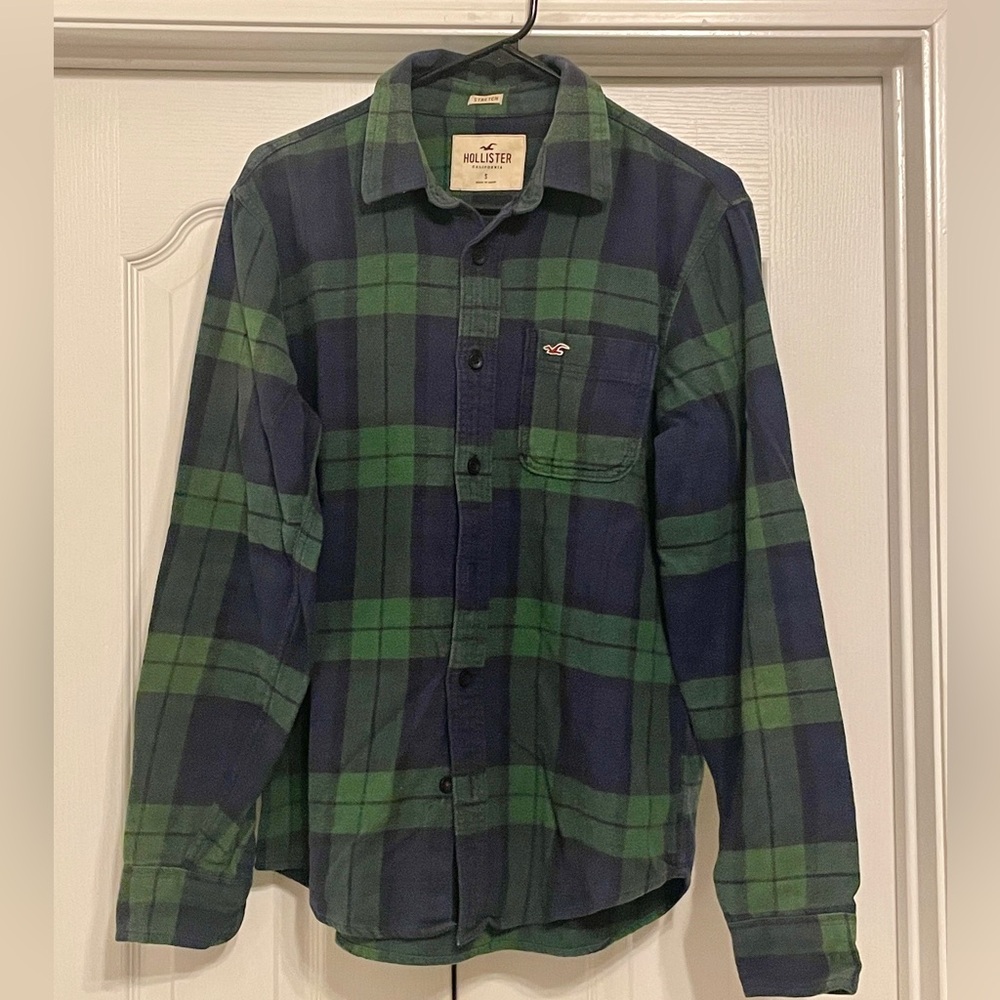 Mens Hollister vintage long-sleeve plaid flannel icon shirt